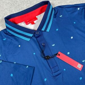 Redvanly Golf Polo‎ Shirt Mens XL Blue Langham Striped Collar Performance NEW